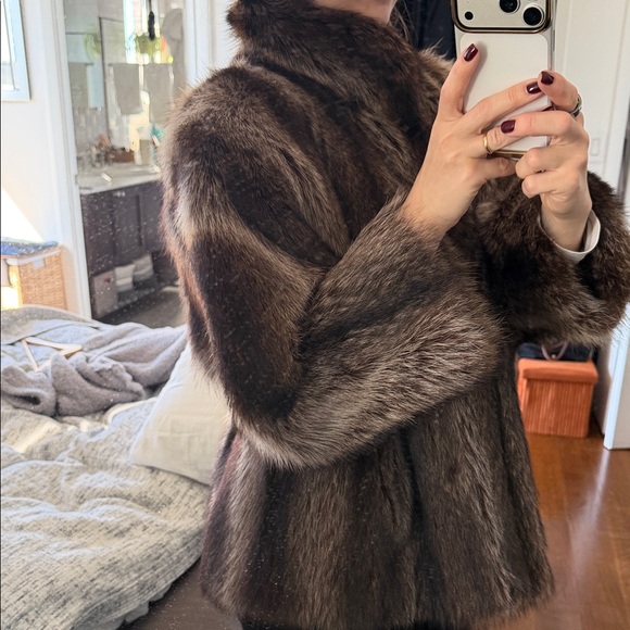 Brown Racoon Fur Coat - Picture 4 of 5
